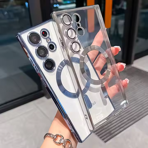 Funda de teléfono con revestimiento de carga inalámbrica magnética de lujo para <span class=keywords><strong>Samsung</strong></span> S25 Ultra S24 Plus, funda de teléfono anticaída con Protector de lente - Product Image 1