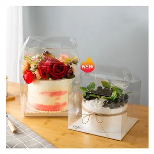 New Design Hot Sale Eco-friendly Plastic 3/4/5/6 Inches Cake Packaging Take Away Cake Box with Handle for Bakery