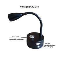 12V/24V LED RV & Yacht liseuse moderne sortie USB 1W/3W tuyau universel projecteur monté en Surface applique murale alimentation cc