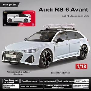 1:18 all'ingrosso Aodi <span class=keywords><strong>RS6</strong></span> metallo pressofusa modello di <span class=keywords><strong>auto</strong></span> Sound & Light Pullback porta decorazione aperta in lega modello <span class=keywords><strong>auto</strong></span> per la raccolta - Product Image 4