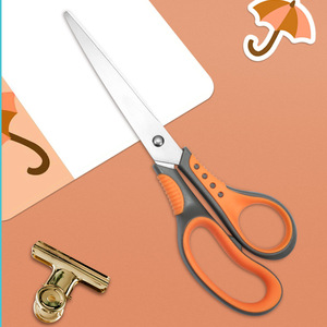 Stainless Steel Office Scissors <b>Orange</b> Gray Straight Tip For <b>Paper</b> Cutting Home Use - Product Image 4