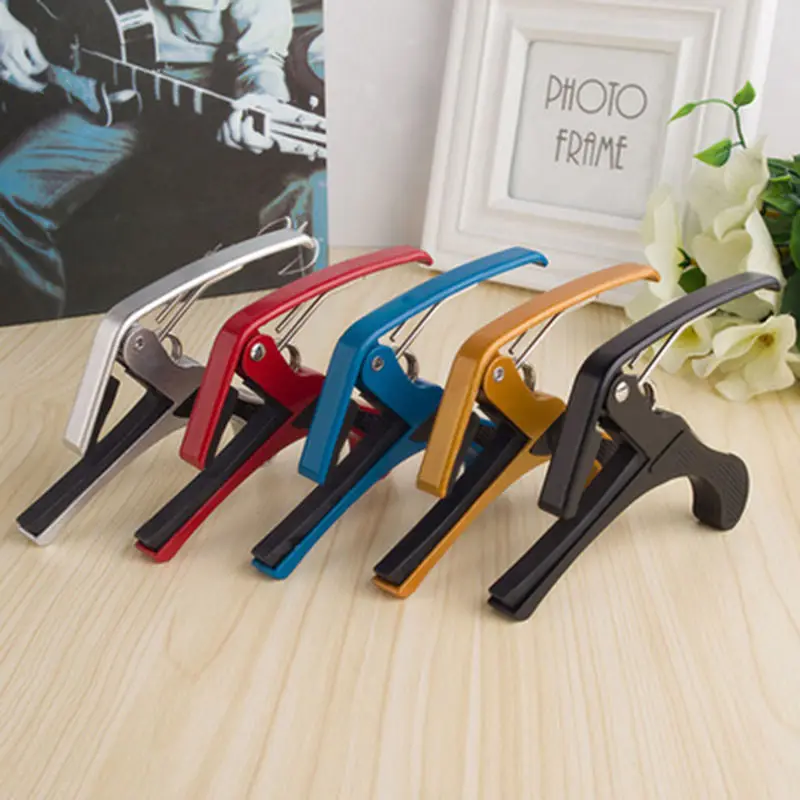 Classic Quick Tune Adjusting Tuner Clamp Acoustic Electric Clip On Color Guitar Capo Silver Blue Aluminum Alloy Guitar Capo 10pc