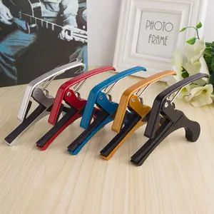 Klem Penyetel Cepat Klasik, Capo Gitar Warna Perak Biru Aluminium Aloi Capo 10Pc