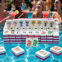 Ensemble de Mahjong Flottant Américain Moderne pour 4 Joueurs, Pliable, Portable, Écologique, Étanche, Durable, Divertissement Extérieur