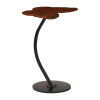 Table d'appoint en bois foncé en forme de papillon avec base en métal noir mat - Design moderne, gain de place, modèle multi-usage MCS1133