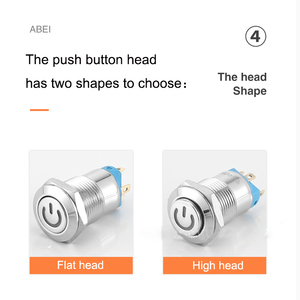 12mm Metal <b>Push</b> Button Switch Self-reset Momentary 1NO Copper Nickel Plated Shell High/Flat Head Jog Switch With LED - Product Image 5