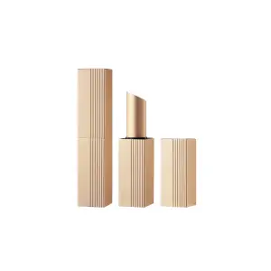 HUIHO Tube de baume à lèvres au design unique Récipient magnétique carré en aluminium or rose Emballage de tube de rouge à lèvres