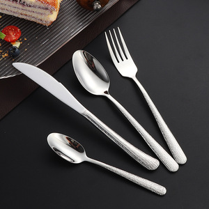 Elegante Juego de Cubiertos de Acero Inoxidable 304 Martillado, Cuchillo y Tenedor Premium para Bistec, Cucharas y Tenedores de Postre de Lujo para Hotel - Product Image 2