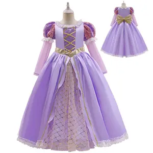 New autumn and winter children's clothing Sophia long hair princess dress long sleeve dress girls birthday party halloween costu