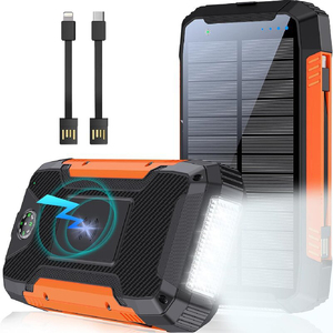 Banco de Energía Solar para el Hogar, Banco de Energía Solar Impermeable de 20000 mAh y 10000 mAh, Cargador Solar Móvil, Banco de Energía con Carga Inalámbrica - Product Image 1
