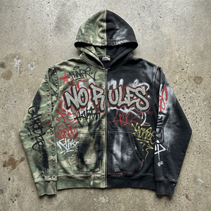 Direct Supply – Nouvelle <span class=keywords><strong>veste</strong></span> streetwear zippée pour homme, motif camouflage vert printanier et noir, brodée, en coton, avec graffitis et strass - Product Image 1