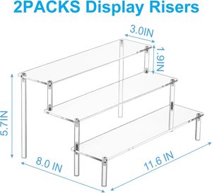 Exhibidores Acrílicos Transparentes de 3 Niveles, 2 Piezas, para Perfumes, Alimentos, <span class=keywords><strong>Amiibo</strong></span>, Figuras y Cupcakes - Organizador de Mesa - Product Image 2