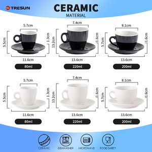 <span class=keywords><strong>Set</strong></span> di Tazze da Espresso in Porcellana Personalizzate con Logo, Piccole Bianche e Nere da 80-200 cc con Piattino - Product Image 6