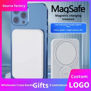 Batterie externe sans fil 5000mAh d'usine nouvelle batterie externe magnétique 15W trois-en-un avec charge sans fil - Product Image 5