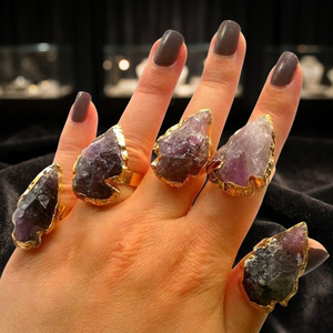 Feng Shui Style <b>Amethyst</b> Arrowhead Finger Rings Handmade Natural Crystal Quartz Gemstone Mascot Beautiful Craftsmanship - Product Image 2