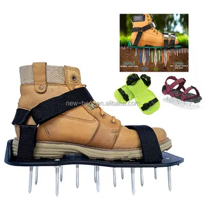 뜨거운 내구성 900 D 스트랩 잔디 통풍기 샌들 스파이크 신발 잔디 토지 통기 도구 야드 통기 산책 느슨한 토양 샌들 신발