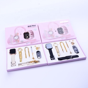 Set di Orologi per Coppie A58 Plus: <span class=keywords><strong>Smartwatch</strong></span> da Uomo + <span class=keywords><strong>Orologio</strong></span> al Quarzo di Lusso da Donna con Diamanti, Bracciale, Anello, Orecchini, Collana, Confezione Regalo A58 - Product Image 6
