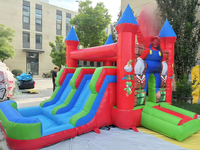 Château gonflable commercial personnalisé, combinaison de trampoline, d'obstacles et de toboggan, structure gonflable