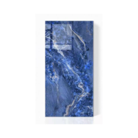 Carrelage en porcelaine bleu de luxe 600*1200, aspect marbre brillant, entièrement poli, pour sols d'hôtel, murs, salles de bain