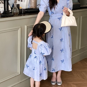 Mujeres Niñas Verano Nuevo estilo Vestido de manga corta de longitud media Mamá Me Familia Ropa a juego para equipar a <span class=keywords><strong>padres</strong></span> e <span class=keywords><strong>hijos</strong></span> - Product Image 3