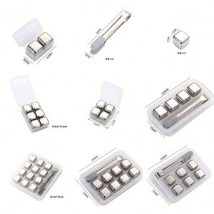 Meilleures ventes : Accessoires de bar en acier inoxydable 304, ensemble de pierres réutilisables pour boissons glacées, glaçons métalliques pour whisky et fêtes - Product Image 6