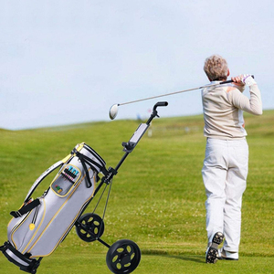 Chariot de golf pliable léger de <span class=keywords><strong>2</strong></span>,82 kg à <span class=keywords><strong>2</strong></span> <span class=keywords><strong>roues</strong></span>, chariot à pousser/tirer en acier noir de style <span class=keywords><strong>caddy</strong></span> pour usage extérieur - Product Image 5
