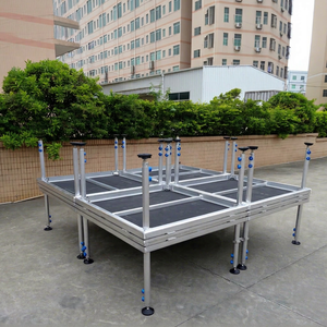 Escenario Portátil para DJ, Eventos Móviles, Ajustable con Cuatro Patas, Plataforma de Aluminio para Conciertos y Bodas - Product Image 1