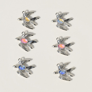 Flying Bird Charm Zinc Alloy Bezel Setting Pink Blue White Unisex Jewelry <b>DIY</b> Accessory <b>Kit</b> - Product Image 4