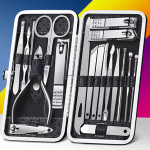 Coupe-ongles professionnel en acier inoxydable 19 en 1, <span class=keywords><strong>kit</strong></span> de toilettage de voyage, ensemble manucure et pédicure, outils de soins personnels - Product Image 1