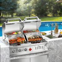 Premium Moderne Luxueux Cuisine Extérieure Intégré En Acier Inoxydable Barbecue À Charbon De Bois Multifonctionnel Villa Patio Resort Barbecue