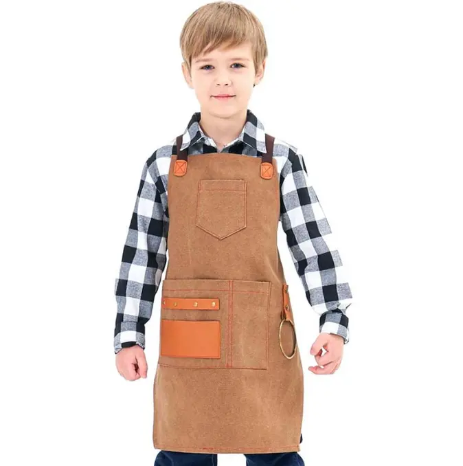 Children's canvas apron for home kitchen, painting, baking apron