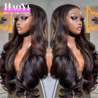 Perruque Body Wave en Cheveux Humains, Perruque Frontale HD 13x4 en Dentelle Transparente pour Femmes, Blond Miel