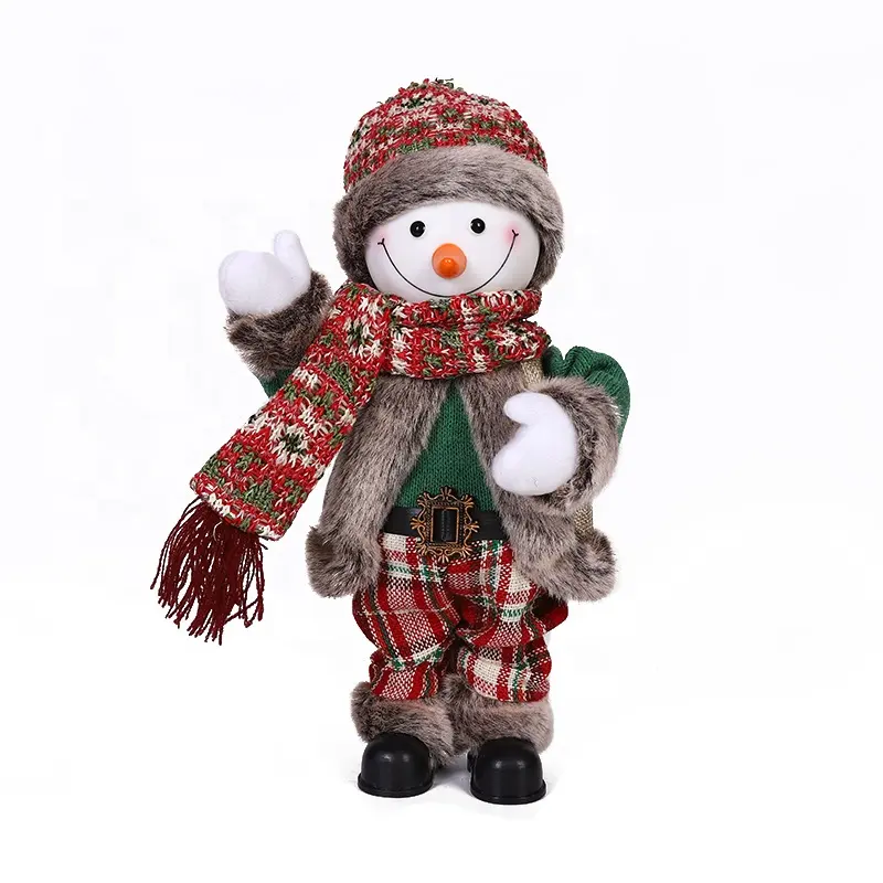 12Inch Res Scarf Christmas snowman with Music Animated and Dancing Red small size Clausing Figurie