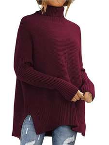 Prezzo all'ingrosso maglione Oversize da <span class=keywords><strong>donna</strong></span> a <span class=keywords><strong>collo</strong></span> <span class=keywords><strong>alto</strong></span> personalizzato manica lunga orlo Modulare <span class=keywords><strong>dolcevita</strong></span> in poliestere lavorato a maglia abbigliamento Oversize - Product Image 2