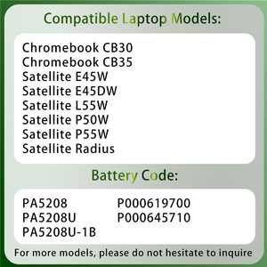 Batterie d'ordinateur portable neuve PA5208U PA5208U-1BRS pour Toshiba Chromebook CB30 CB35 Satellite E45W L55W P50W <span class=keywords><strong>P55W</strong></span> Series - Product Image 2