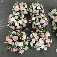 A-FB079 Boule de fleurs artificielles roses et blanches pour mariage, décoration florale, centre de table en fleurs de soie