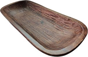 Personalizzato antico noce marrone rossastro Vintage grande legno lungo ciotola di pasta ciotola di pasta di legno centrotavola ciotola di legno per il pane - Product Image 4
