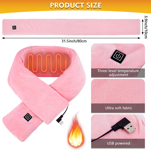 Factory Direct Eco-Friendly USB Heated Winter Warm <strong>Scarf</strong> for Men and Women Washable Polyester Neck <strong>Heating</strong> Pad - Product Image 2