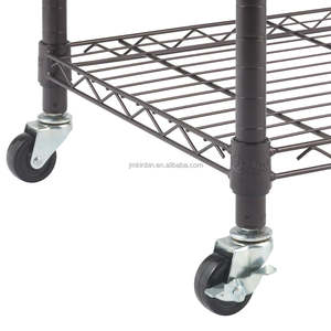 Heavy Duty Wooden Surface Kitchen Multi-Purpose Trolley Mobile Prep Cart with <b>Shelves</b> for Restaurant Canteen Commercial Kitchen - Product Image 4