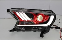 Feux avant LED projecteur style Mustang rouge et noir pour Ford Ranger Everest 2015 2016 2017 2018 2019