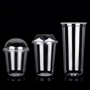Gobelets en plastique personnalisés en forme de U PET-89mm de 12oz-24oz avec couvercle transparent pour boissons froides, café, jus de citron - Product Image 4