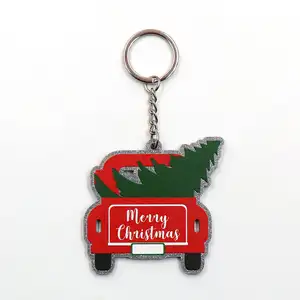 2024 KHS263KH1181 (1piece) The new listing CN Christmas car Unisex cute Acrylic glitter Keychain