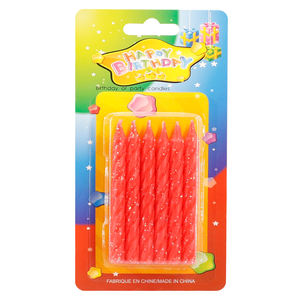 Горячая распродажа: 10 шт. красных свечей-спиралей с блестками для украшения торта, аксессуары для дня рождения - Product Image 1