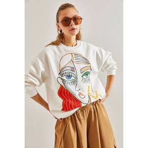 Sudadera Extra Grande para Mujer con Cuello Redondo y Estampado de Figuras, Tejido de Punto de 380 g/m², Estilo Transpirable - Product Image 6