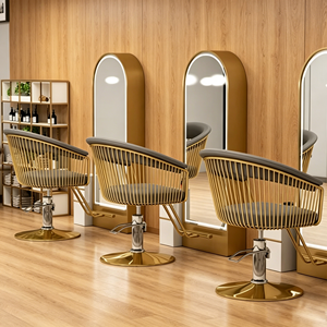 Fauteuil de barbier moderne avec pompe hydraulique, pivotant à 360°, hauteur réglable, en cuir PU noir, pour salon de coiffure et institut de beauté - Product Image 3