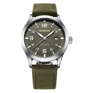 Orologi al Quarzo di Lusso da <span class=keywords><strong>Uomo</strong></span> Nuovo GA62028 con Quadrante in Vetro Smerigliato <span class=keywords><strong>Verde</strong></span> 42MM Cinturino in Pelle Stile Gentiluomo con Calendario - Product Image 1