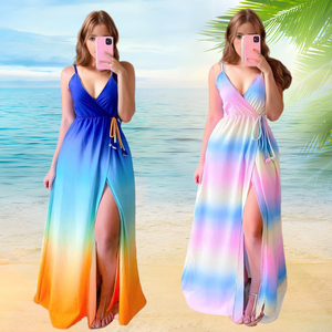 ชุดเดรสสายเดี่ยวผ้าชีฟองไล่สีสไตล์ยุโรปและอเมริกาสำหรับผู้หญิงแฟชั่นฤดูร้อน - Product Image 4