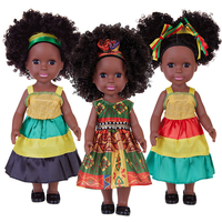 Vente en gros de poupées noires de 14 pouces avec cheveux afro, poupées en vinyle noires pour enfants