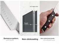 Juego de Cuchillos de Cocina Tc de Acero Inoxidable con Patrón Damasco, Juego de Cuchillos de Chef con Soporte de Madera