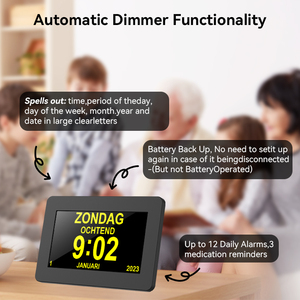Speicail Quà Tặng 7 8 Inch Bộ Nhớ Mất Alzheimer Hiển Thị Lớn Mất Trí Đồng Hồ Báo Thức Kỹ Thuật Số Lịch Ngày Đồng Hồ - Product Image 6